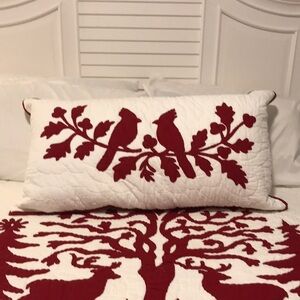 Red and White Bird Pillow Sham
